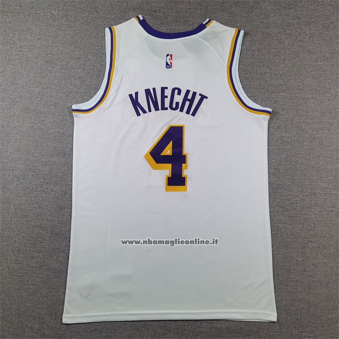 Maglia Los Angeles Lakers Dalton Knecht #4 Association 2024-25 Bianco